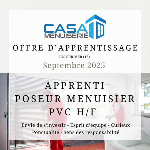Offre d'emploi Apprenti menuisier Casa Menuiserie